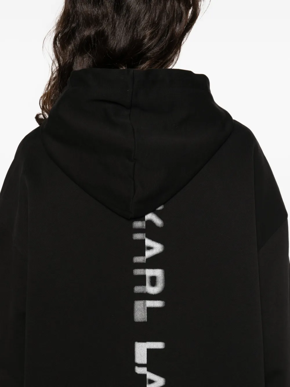 Karl Lagerfeld Jeans Jurk met capuchon en logoprint Zwart