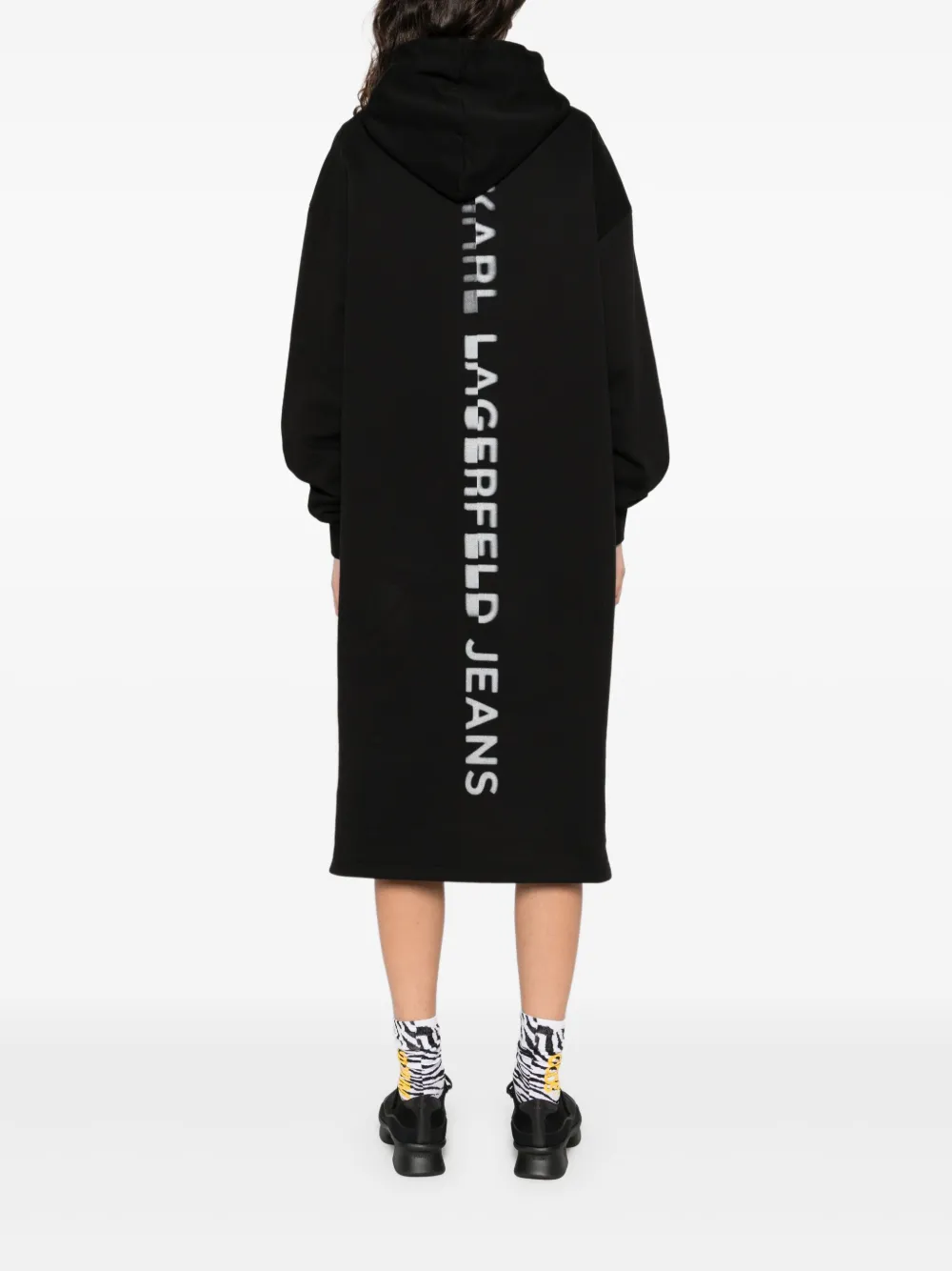 Karl Lagerfeld Jeans Jurk met capuchon en logoprint Zwart