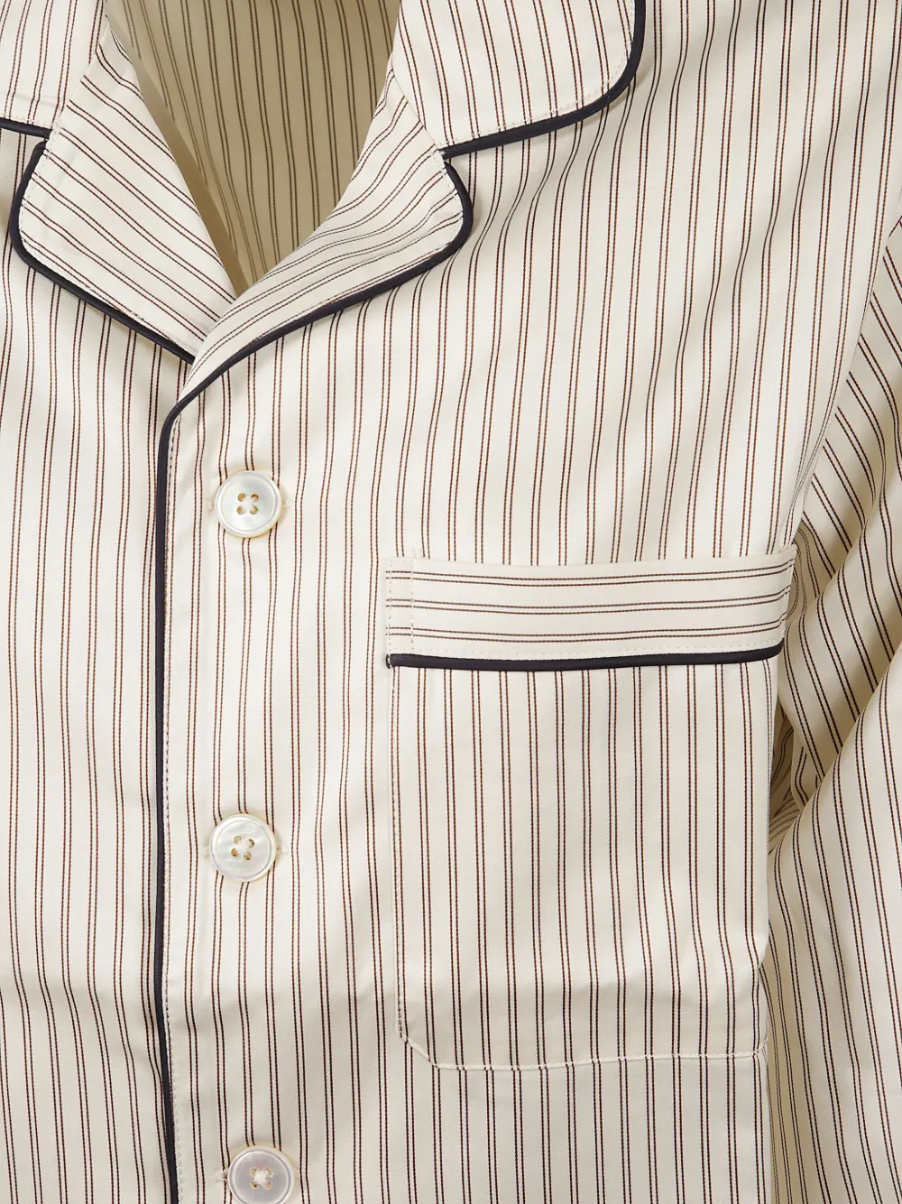 Tekla Striped Chest-pocket Pajama Shirt In Neutral