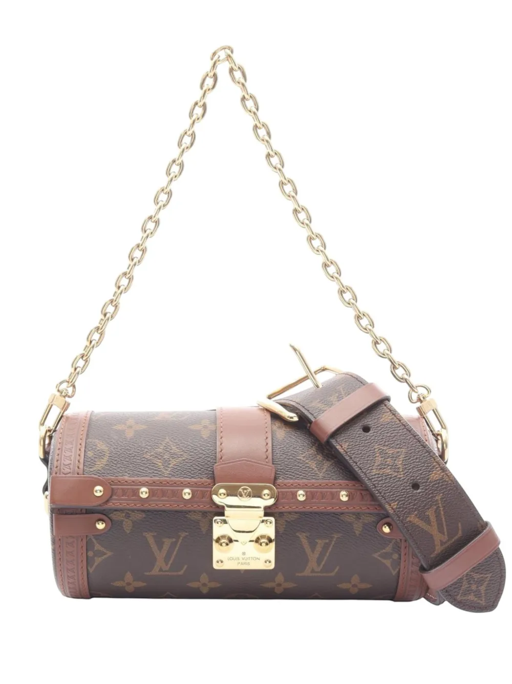 Pre-owned Louis Vuitton 2021-2025 Monogram Papillon Trunk Satchel In Brown