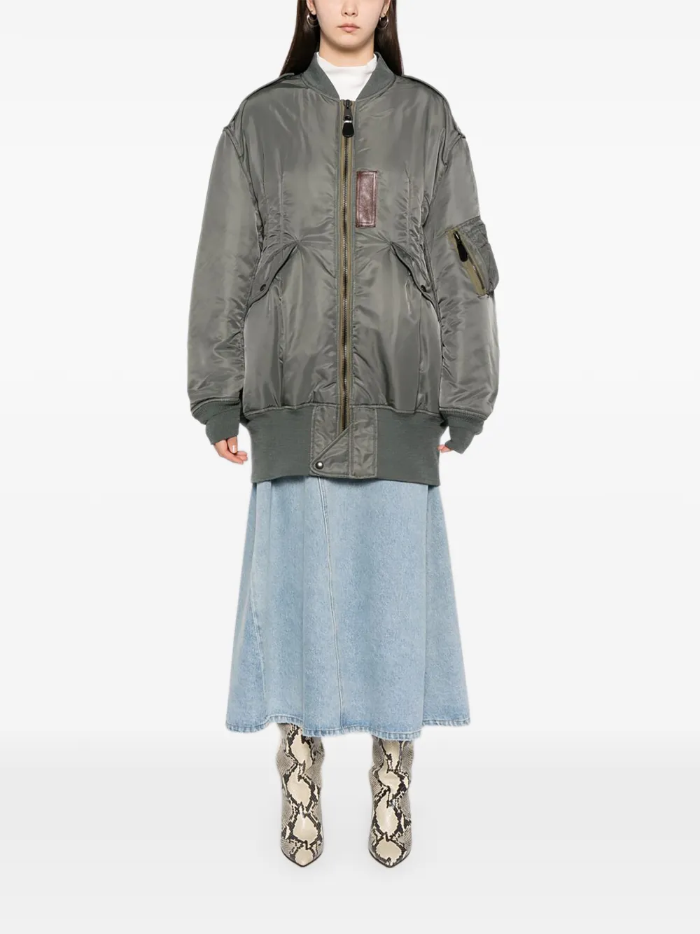 Junya Watanabe Long-line Bomber Jacket in Green, view 2