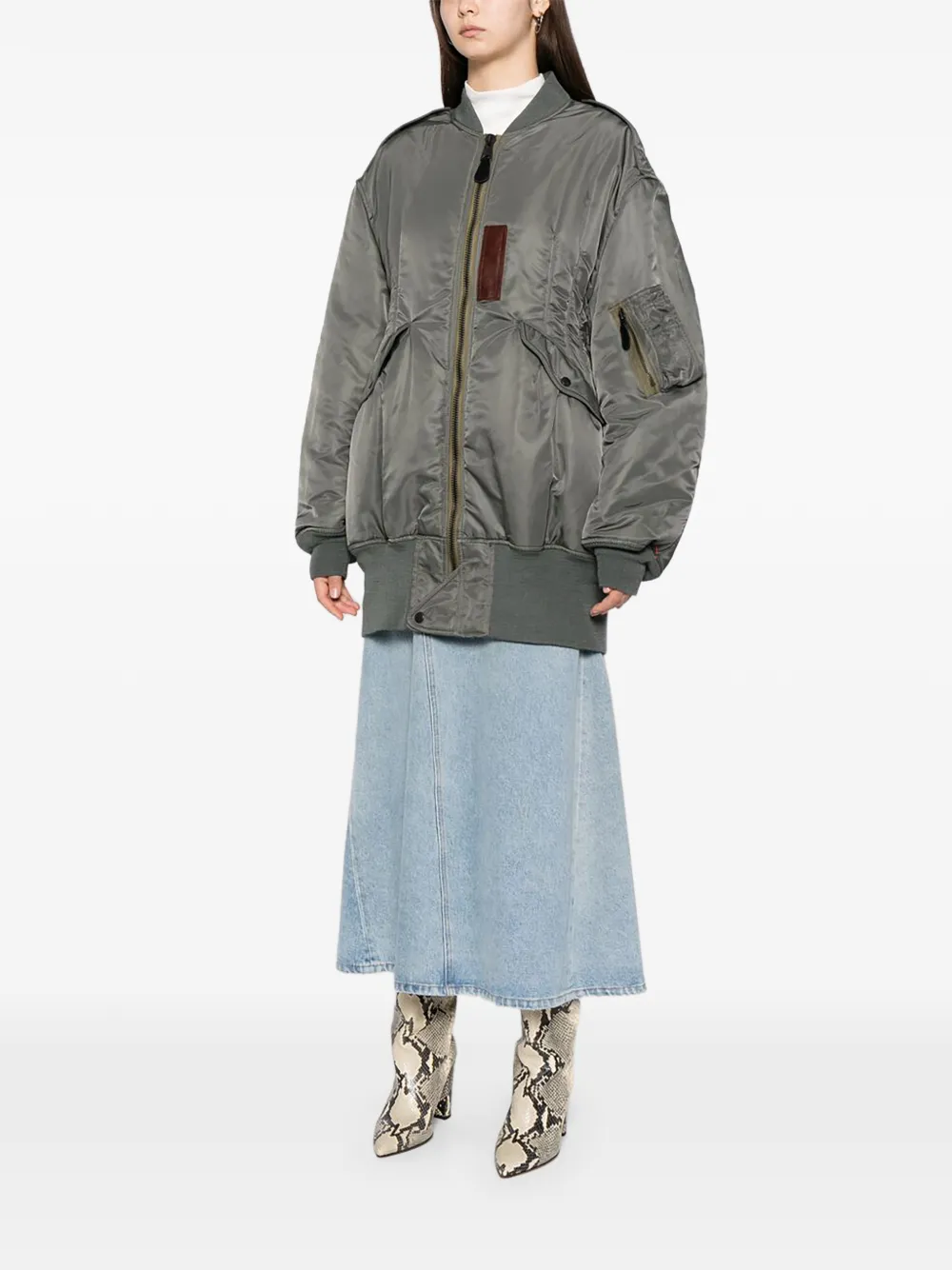 Junya Watanabe Long-line Bomber Jacket in Green, view 3