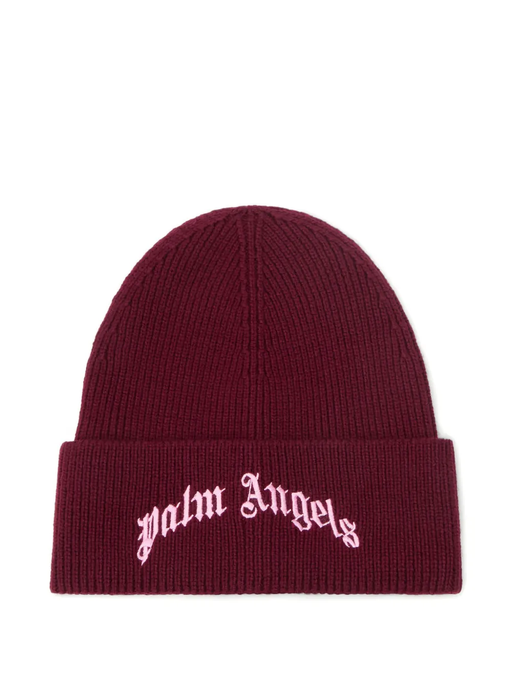 Palm Angels Curved Logo Beanie In Red