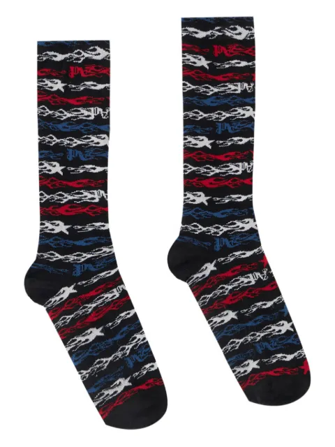 Palm Angels chaussettes à motif flammes jacquard
