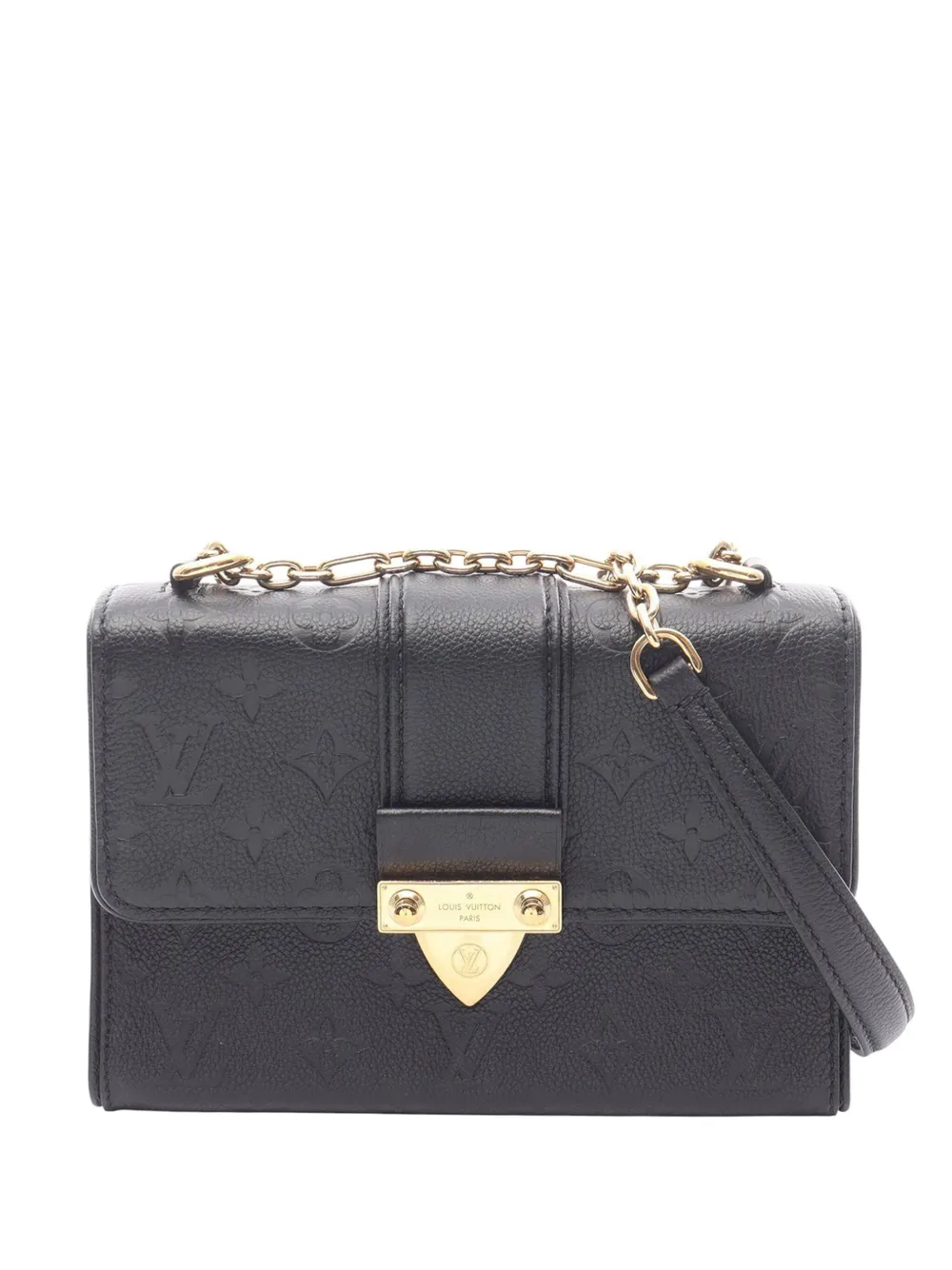 Pre-owned Louis Vuitton 2018 Monogram Empreinte Saint Sulpice Bb Crossbody Bag In Black