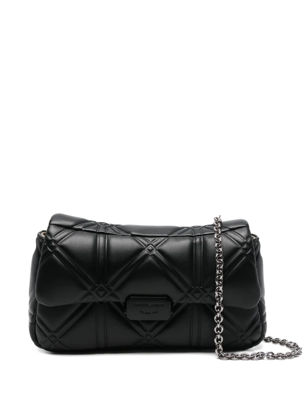 Emporio Armani Quilted Chain Clutch Bag In Black