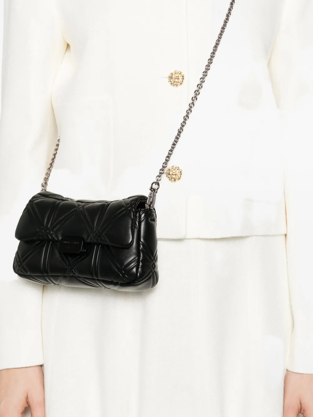 Emporio Armani Quilted Chain Clutch Bag In Black