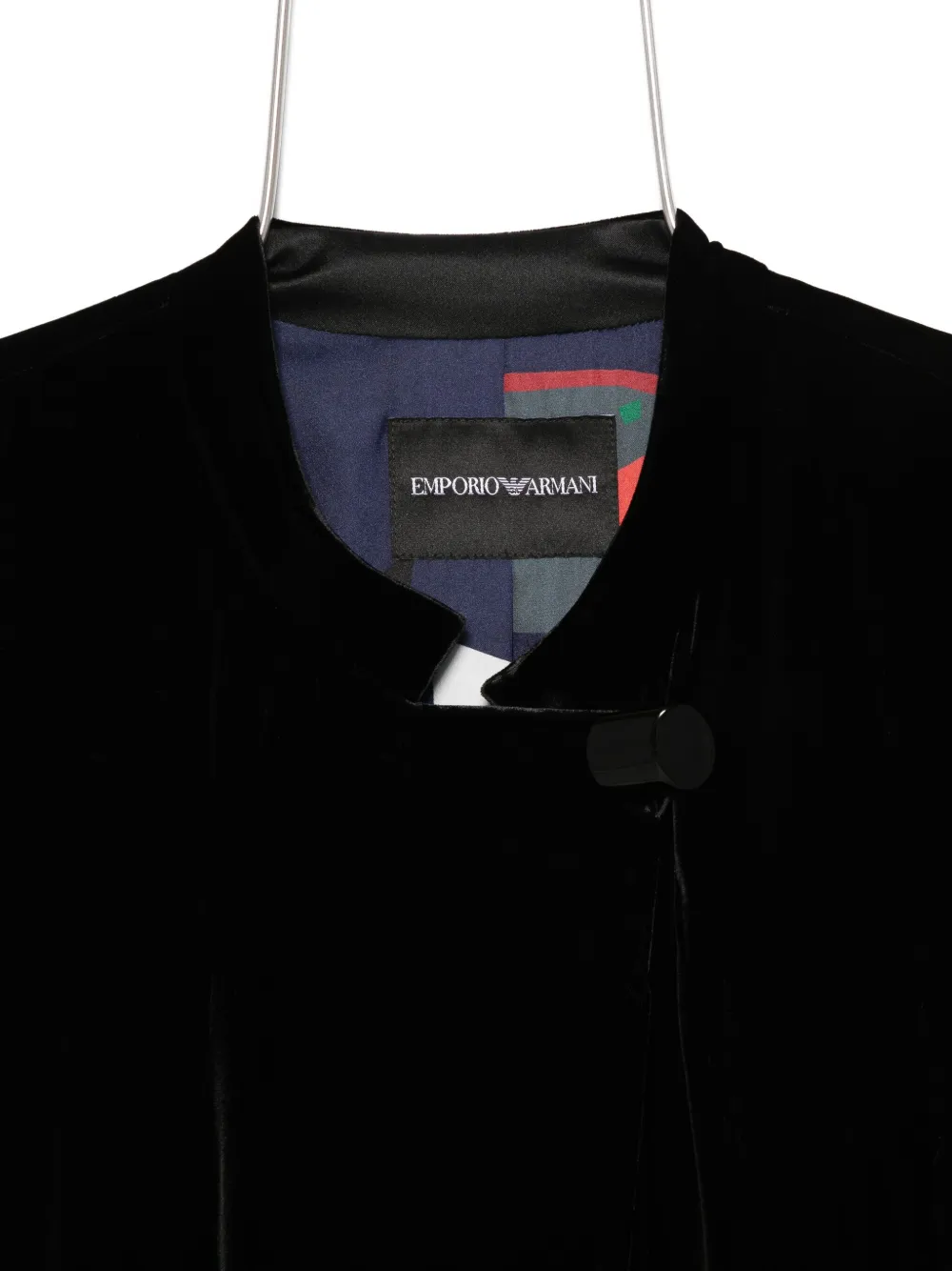 Emporio Armani Liquid-velvet Buttoned Coat In Black