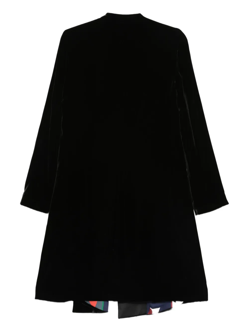 Emporio Armani Liquid-velvet Buttoned Coat In Black