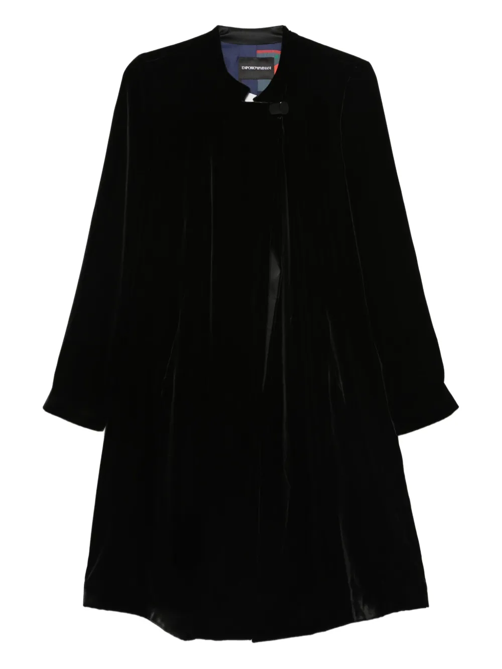 Emporio Armani liquid-velvet buttoned coat - Nero
