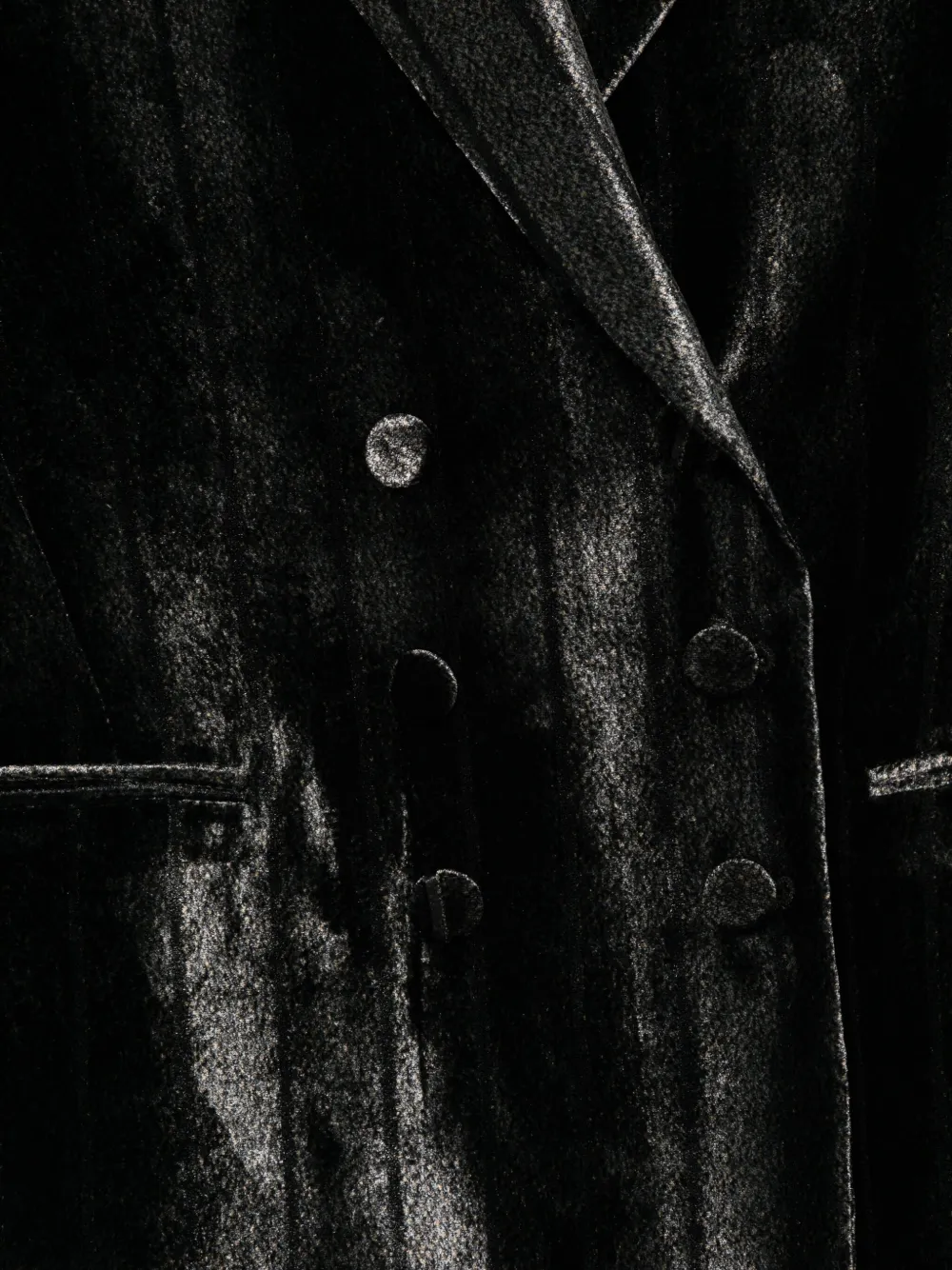 Emporio Armani Double-breasted Velvet Pinstripe Blazer In Black