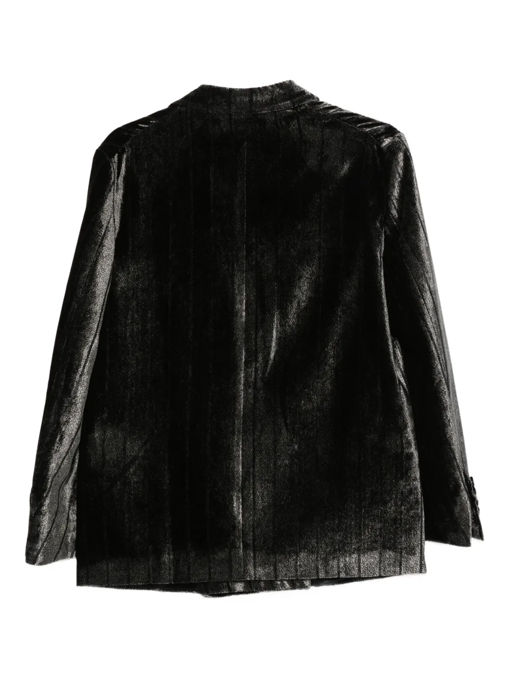 Emporio Armani Double-breasted Velvet Pinstripe Blazer In Black