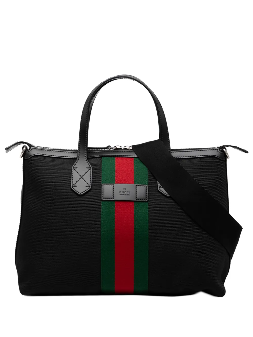 Pre-owned Gucci 2000-2015 Techno Canvas Web Satchel In Black