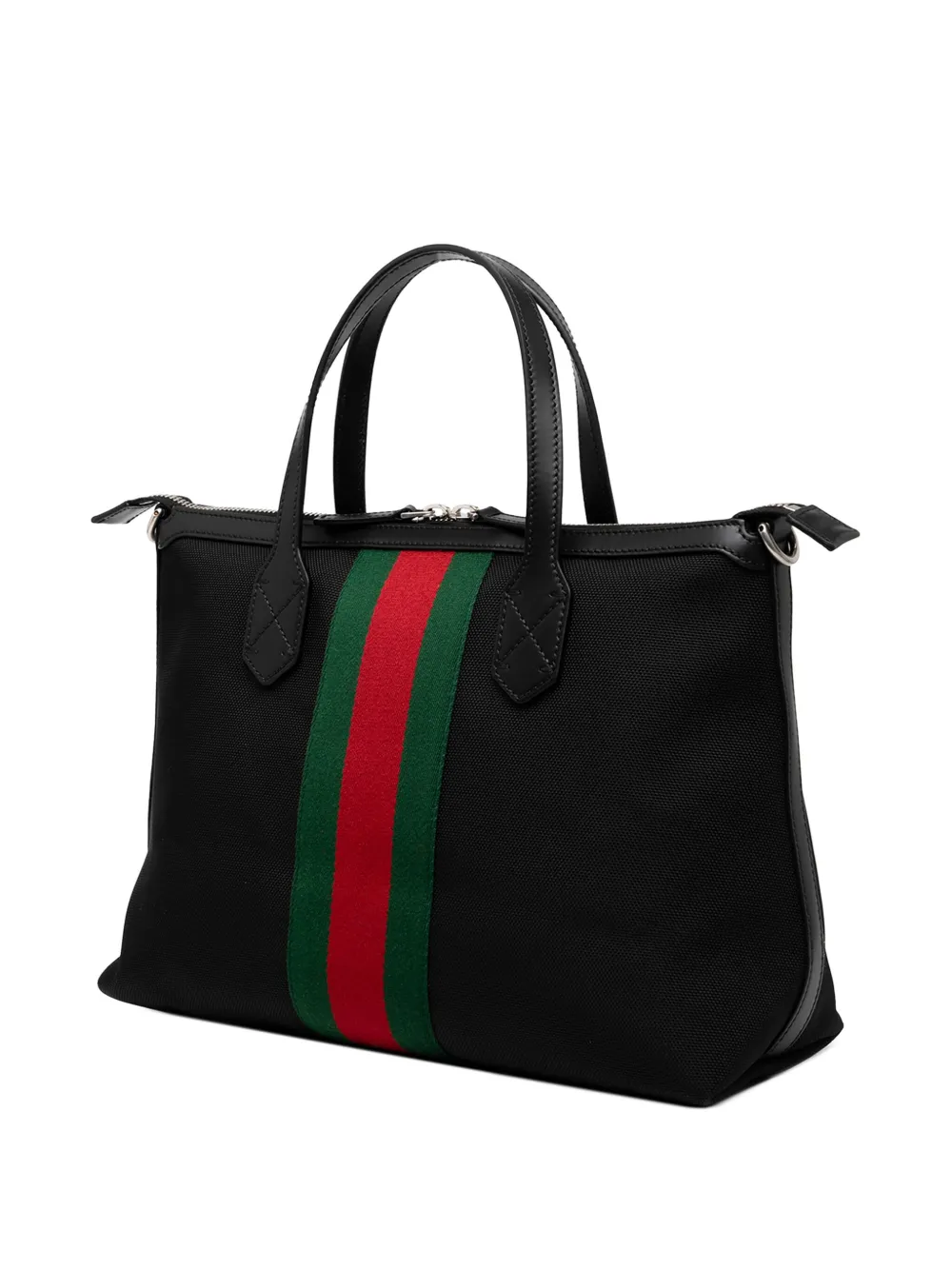 Pre-owned Gucci 2000-2015 Techno Canvas Web Satchel In Black