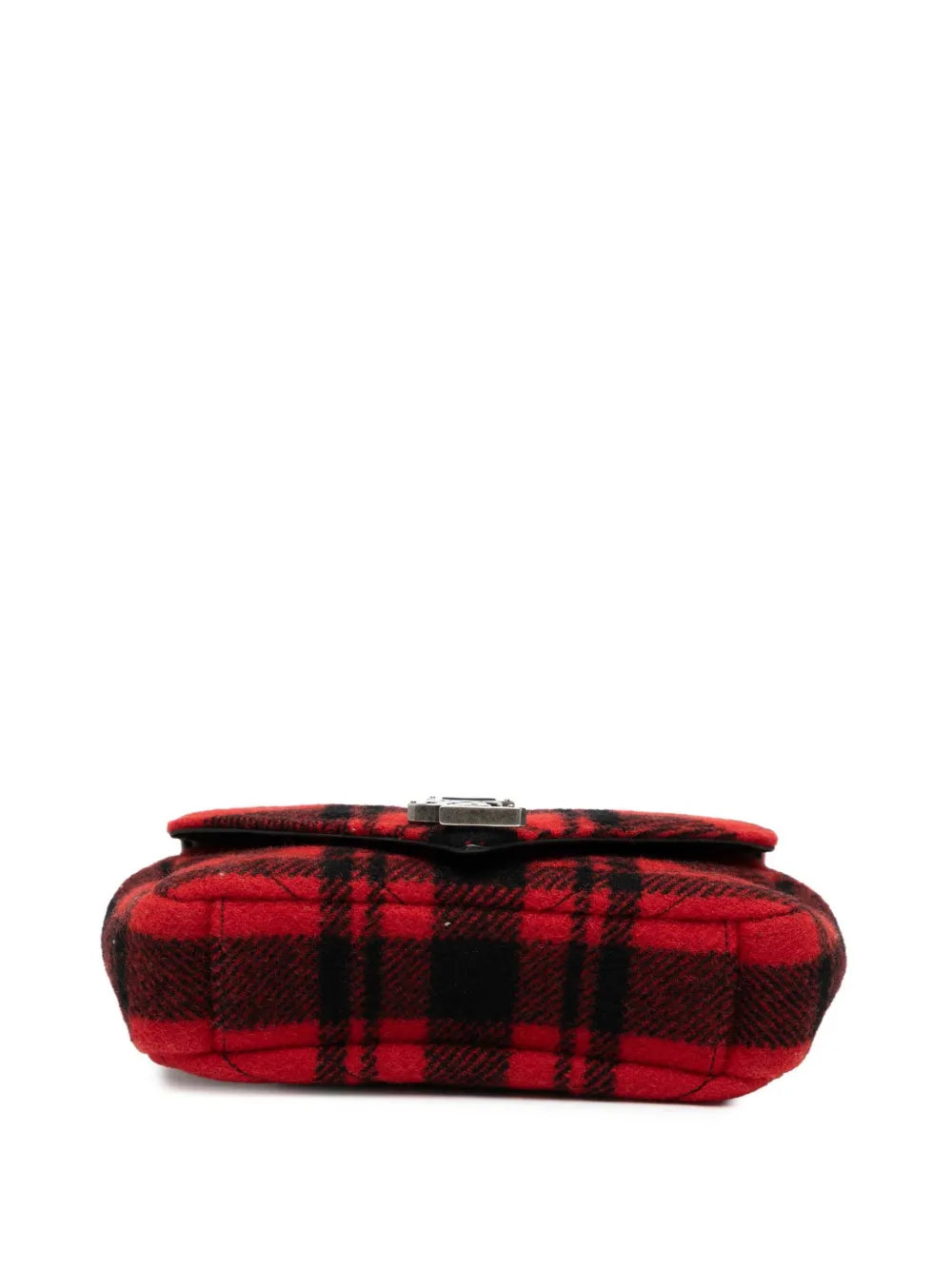 Pre-owned Saint Laurent 2015 Baby Chevron Tartan Wool Monogram Classic Chain Bag Crossbody Bag In Red