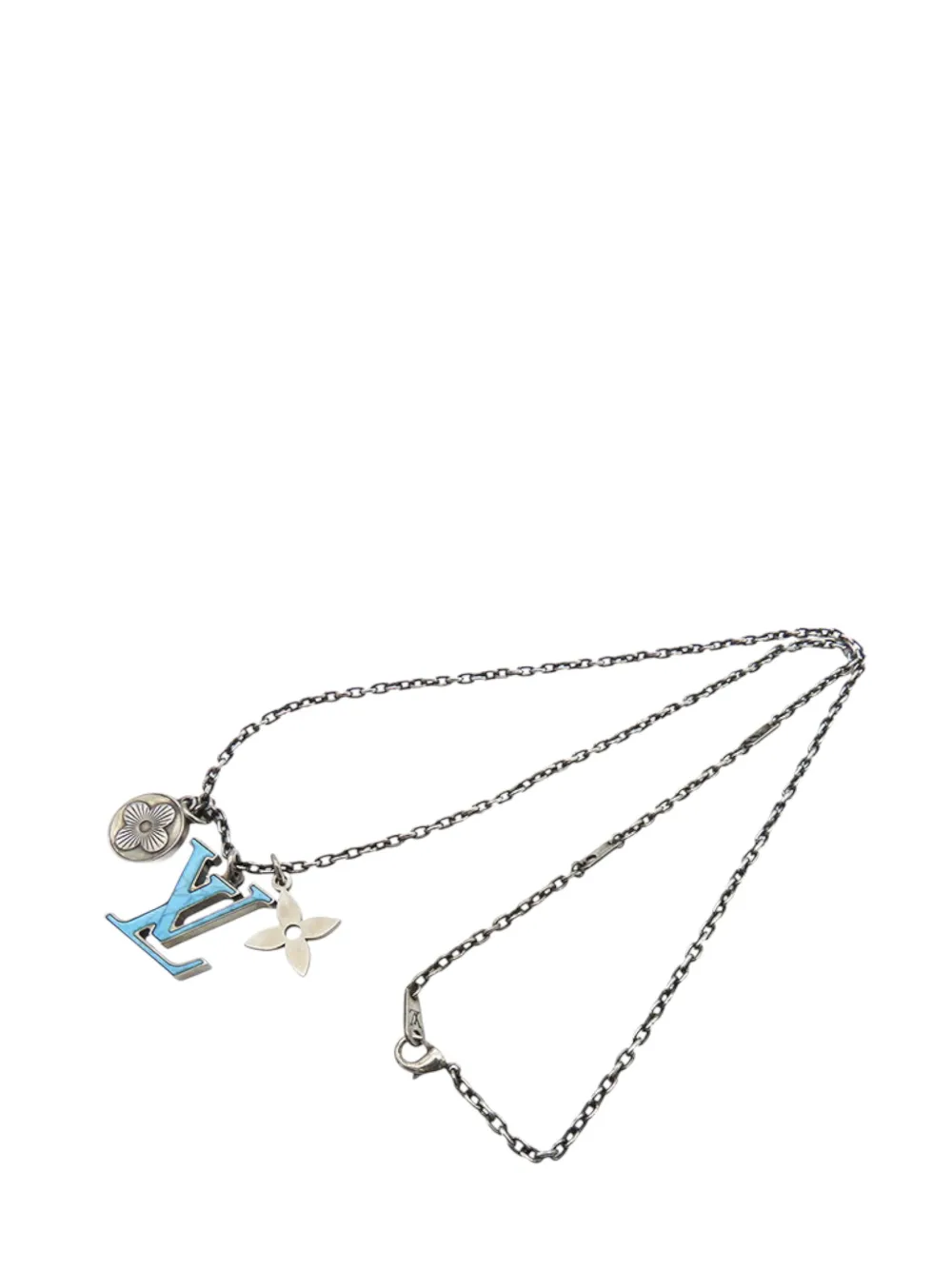 Louis Vuitton Pre-Owned 2010-2025 シルバープレーテッド&レジン LV イニシャル ペンダント コスチューム Louis Vuitton Pre-Owned 2010-2025 シルバープレーテッド&レジン LV イニシャル ペンダント コスチューム