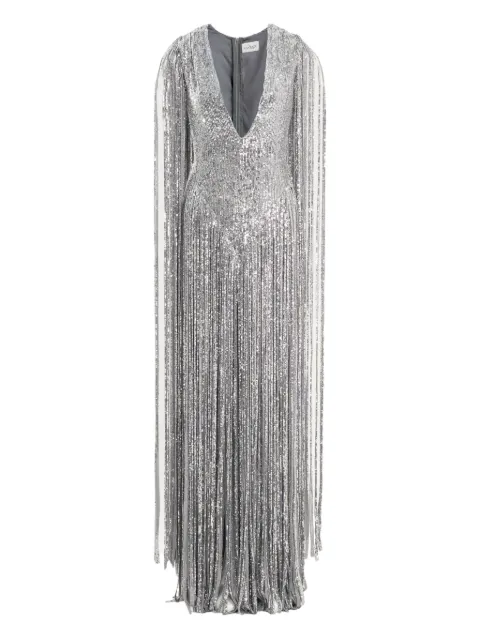 Ana Radu sequin-embellishment fringed maxi dress