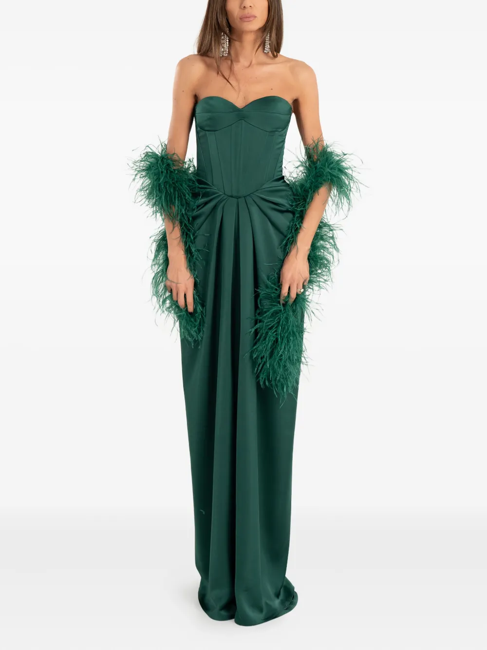 Ana Radu Strapless Maxi Dress In Green