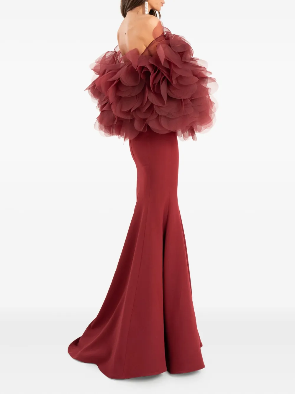 Ana Radu Ruffled Off-shoulder Maxi Dress In Red
