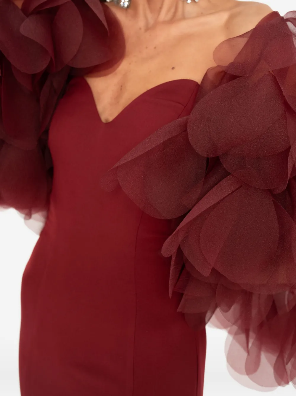 Ana Radu Ruffled Off-shoulder Maxi Dress In Red