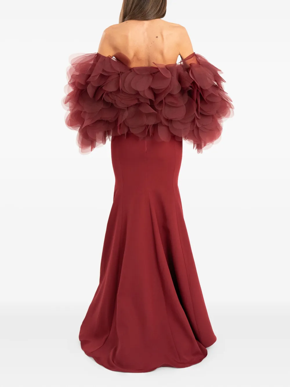 Ana Radu Ruffled Off-shoulder Maxi Dress In Red