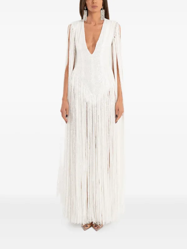white embellished maxi dress Rayne White Embellished Maxi Dress - M Size - Women's Dresses