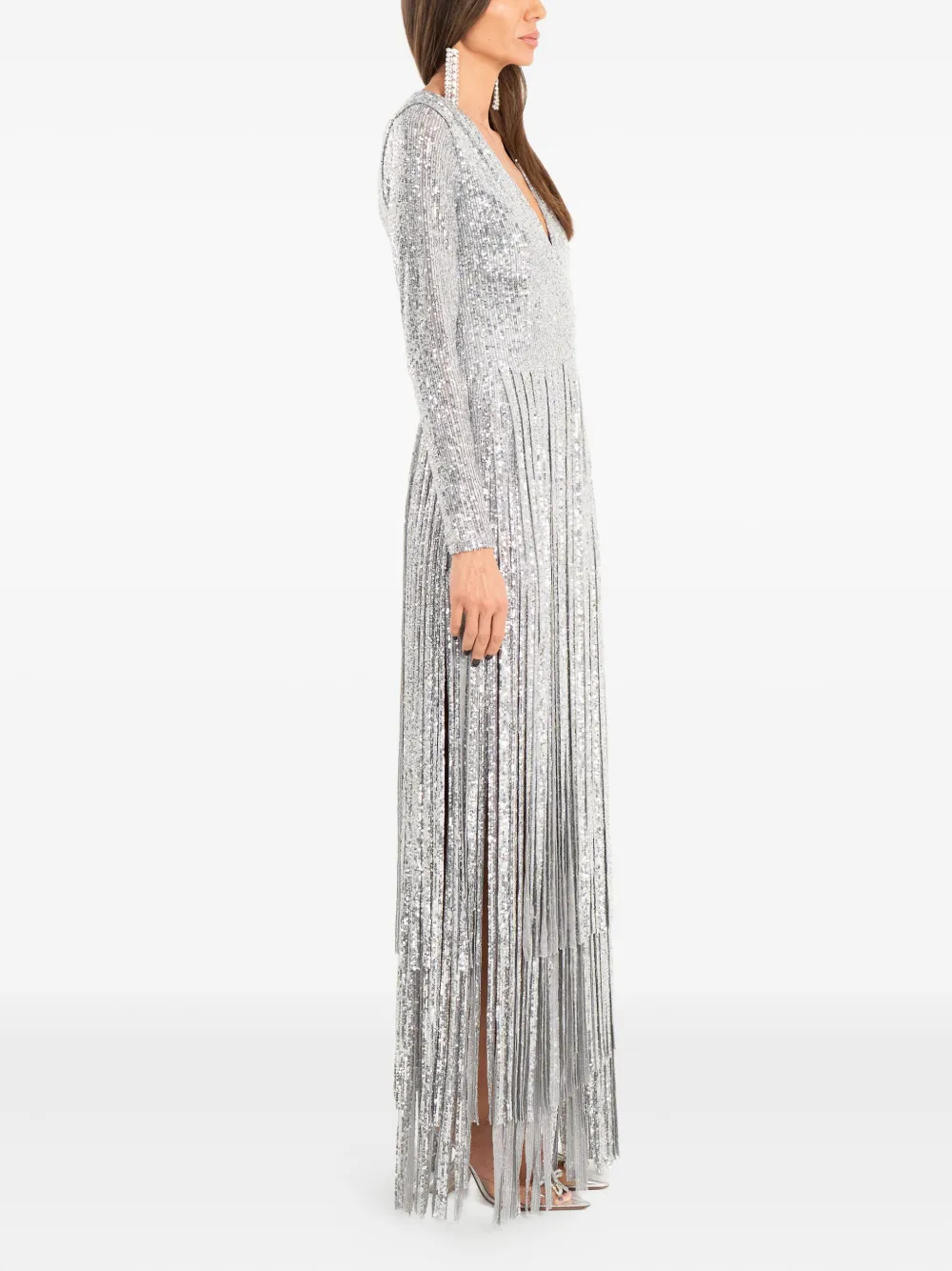 Ana Radu Sequin-embellishment Maxi Dress In Gray