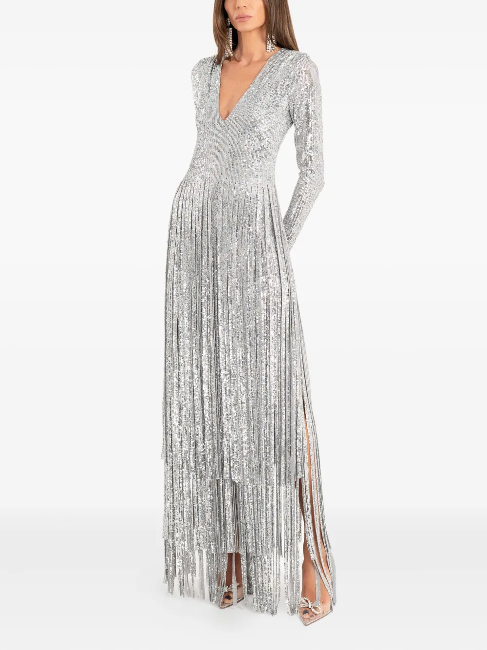 Ana Radu sequin-embellishment maxi dress - Zilver