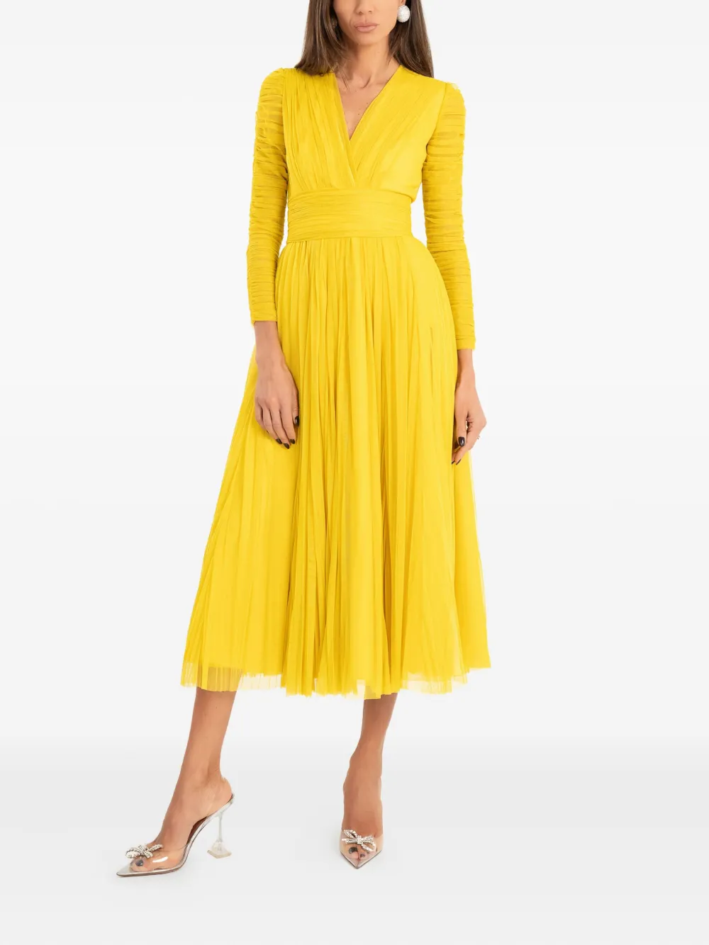 Ana Radu long-sleeved midi dress - Geel