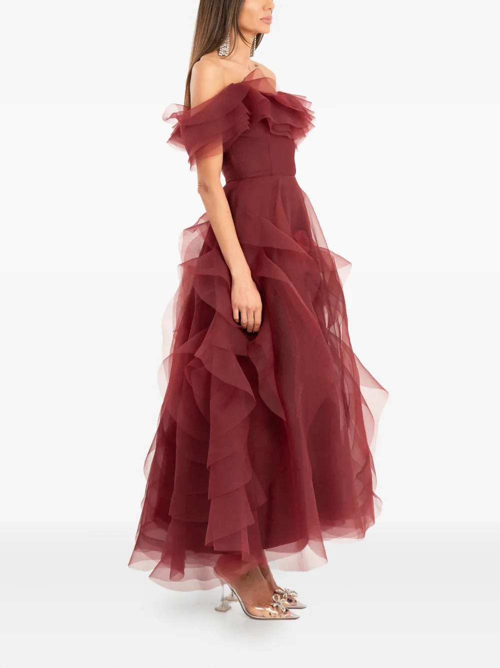 Ana Radu off-shoulder midi dress - Rood