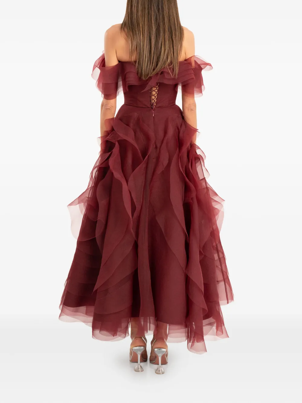 Ana Radu Off-shoulder midi-jurk Rood