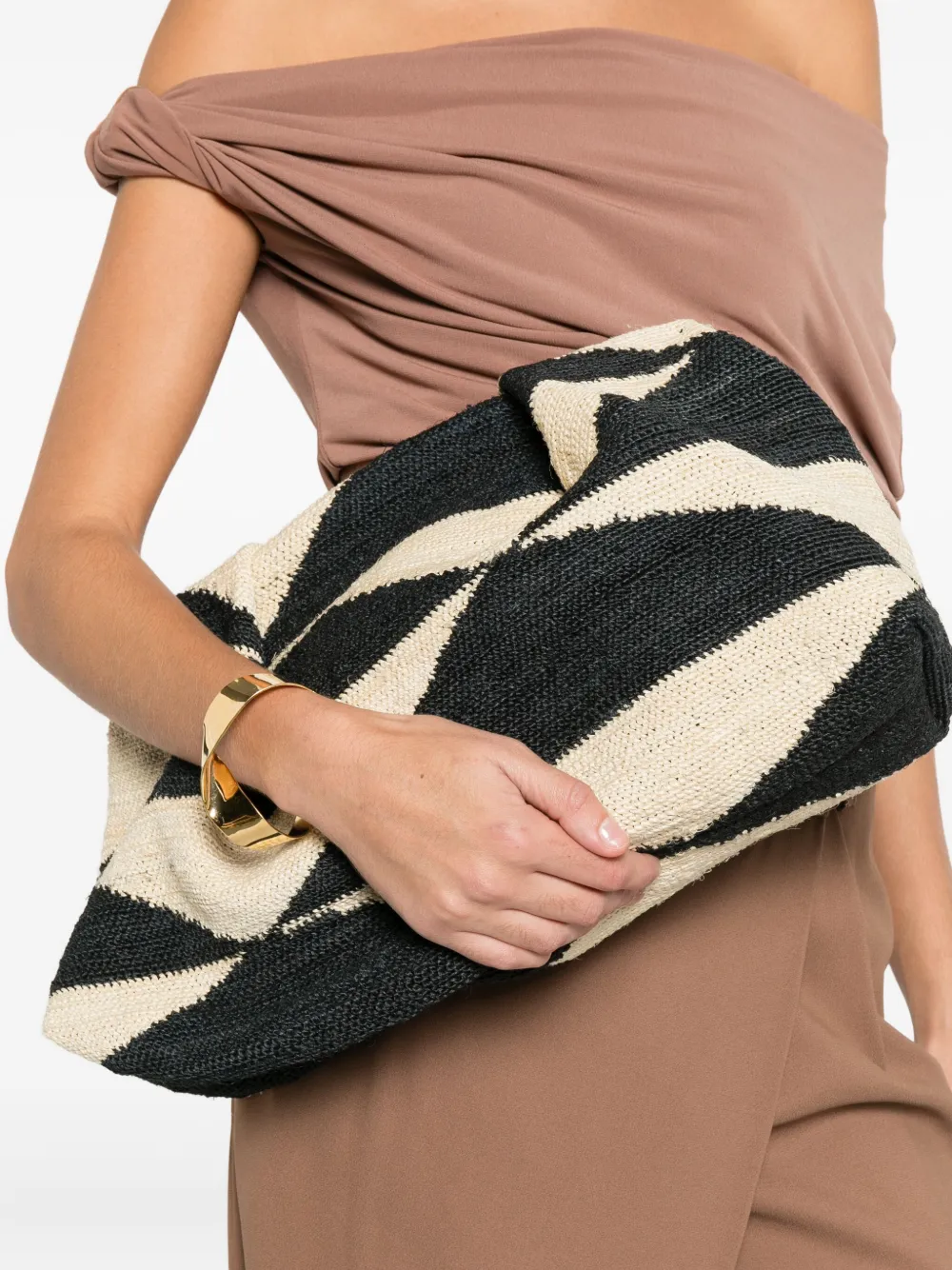 Sensi Studio Sisal Clutch Bag In Black
