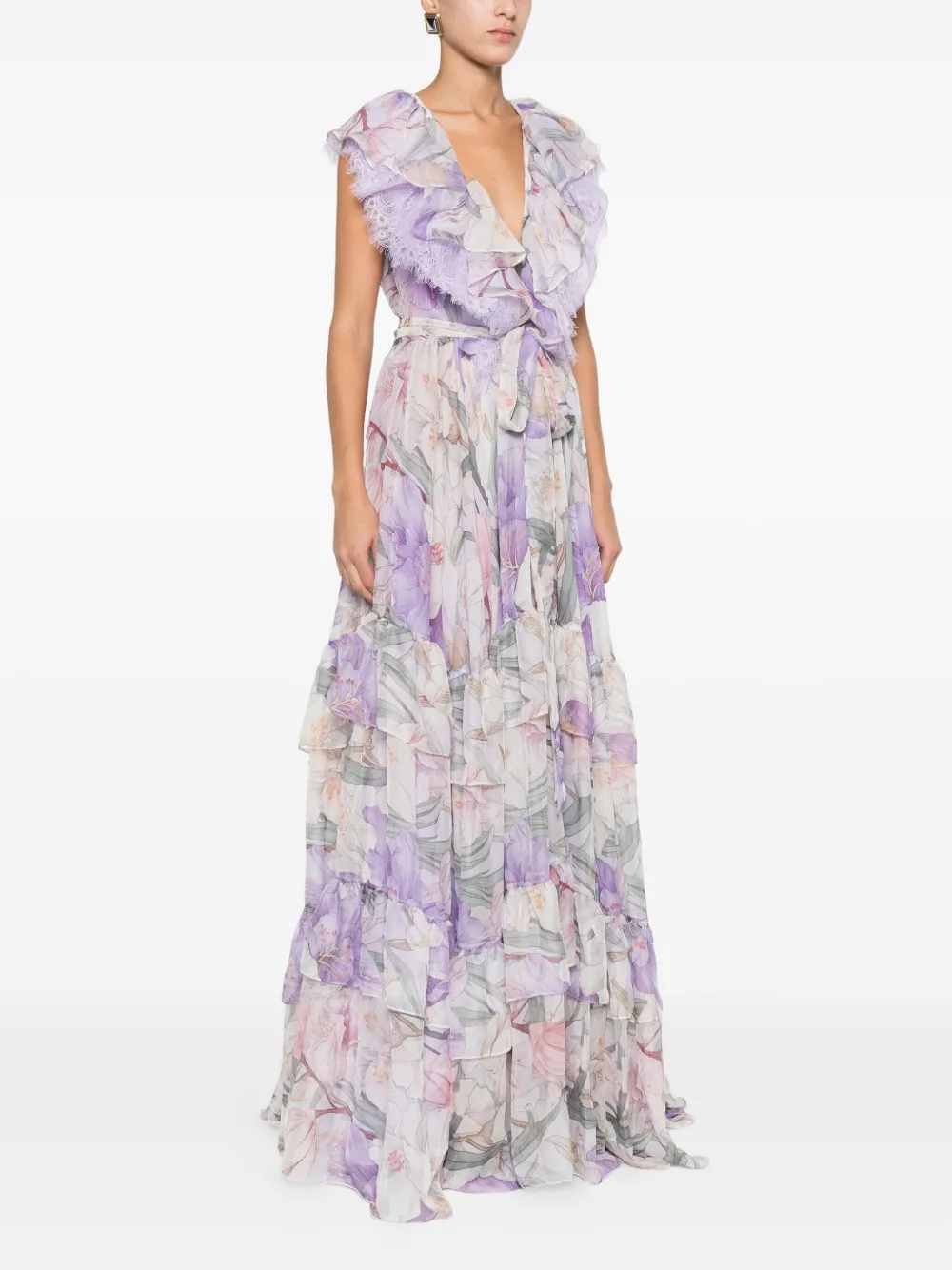 MIAU by Clara Rotescu Maxi-jurk met bloemenprint Paars