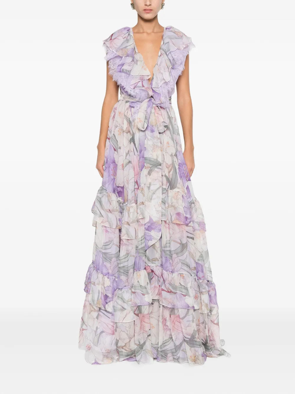 MIAU by Clara Rotescu Maxi-jurk met bloemenprint - Paars