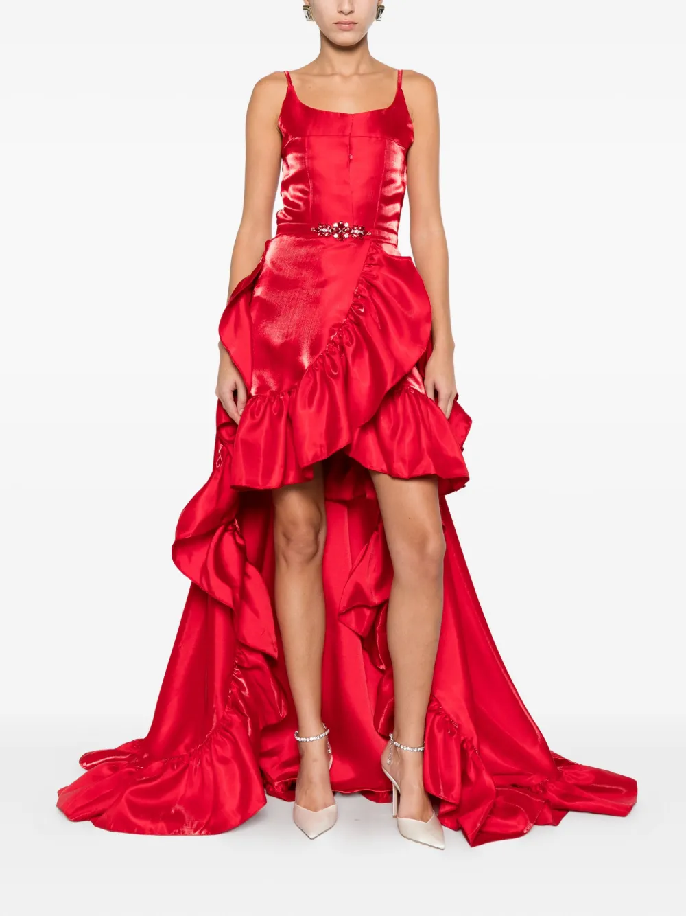 MIAU by Clara Rotescu Jurk met ruches - Rood