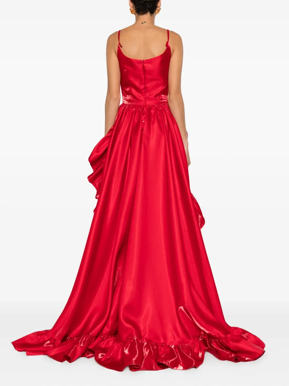 Miau By Clara Rotescu Ruffled Dress In Red