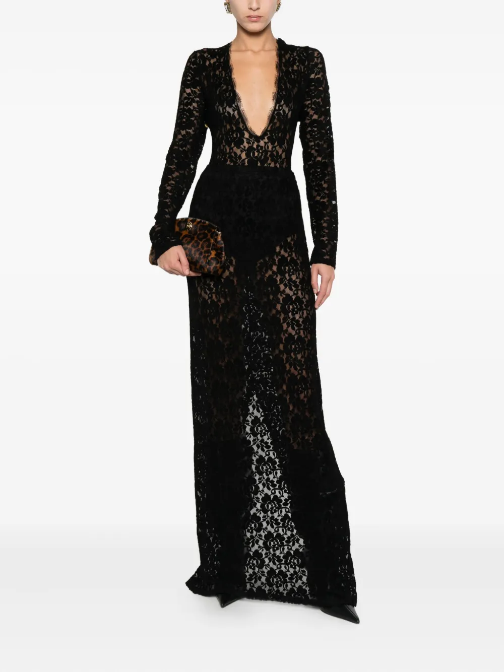 Miau By Clara Rotescu Lace Zuniga Skirt In Black
