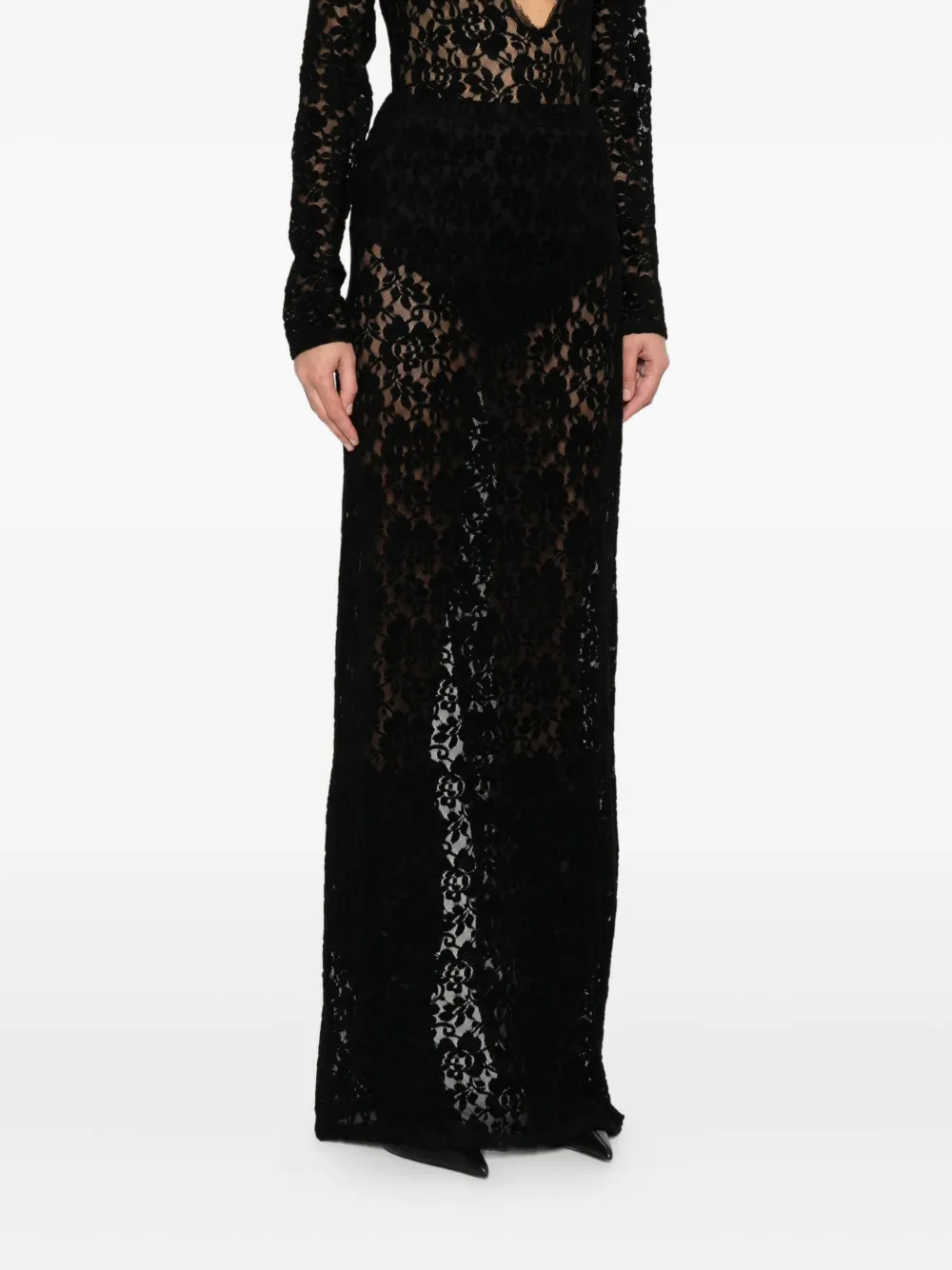 Miau By Clara Rotescu Lace Zuniga Skirt In Black