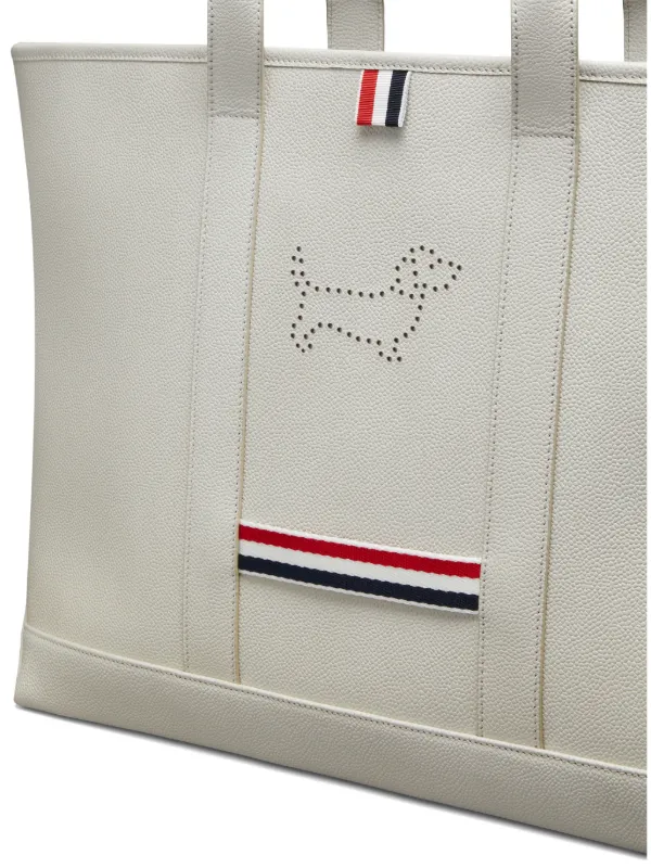 THOM BROWNE MEDIUM TOOL TOTE BAG トートバッグ Thom Browne Pebble Grain Hector Medium Tool Tote Bag | White