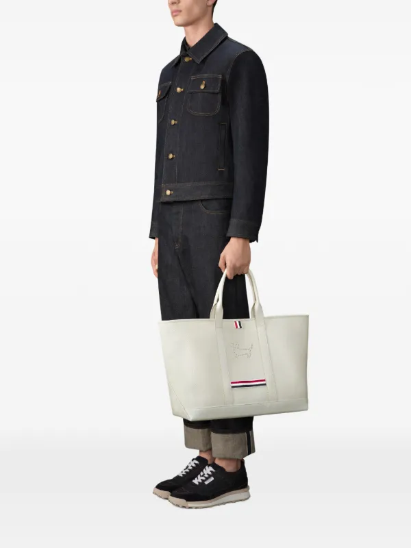 Thom Browne Pebble Grain Hector Medium Tool Tote Bag | White