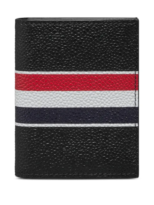 Thom Browne Pebble Grain RWB Stripe Double Cardholder in Grey