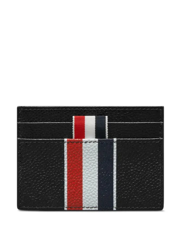 Thom Browne RWB Stripe Pebbled Cardholder in Black