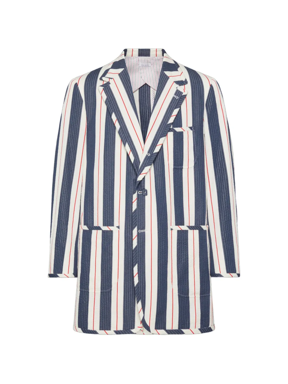 Thom Browne Gestreepte seersucker oversized sportjas Wit