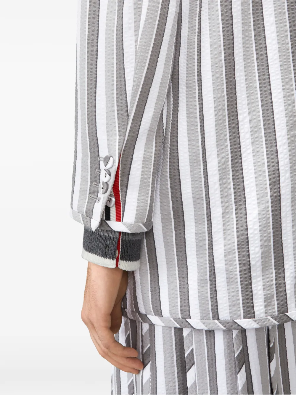 Thom Browne Repp gestreept seersucker jack Wit