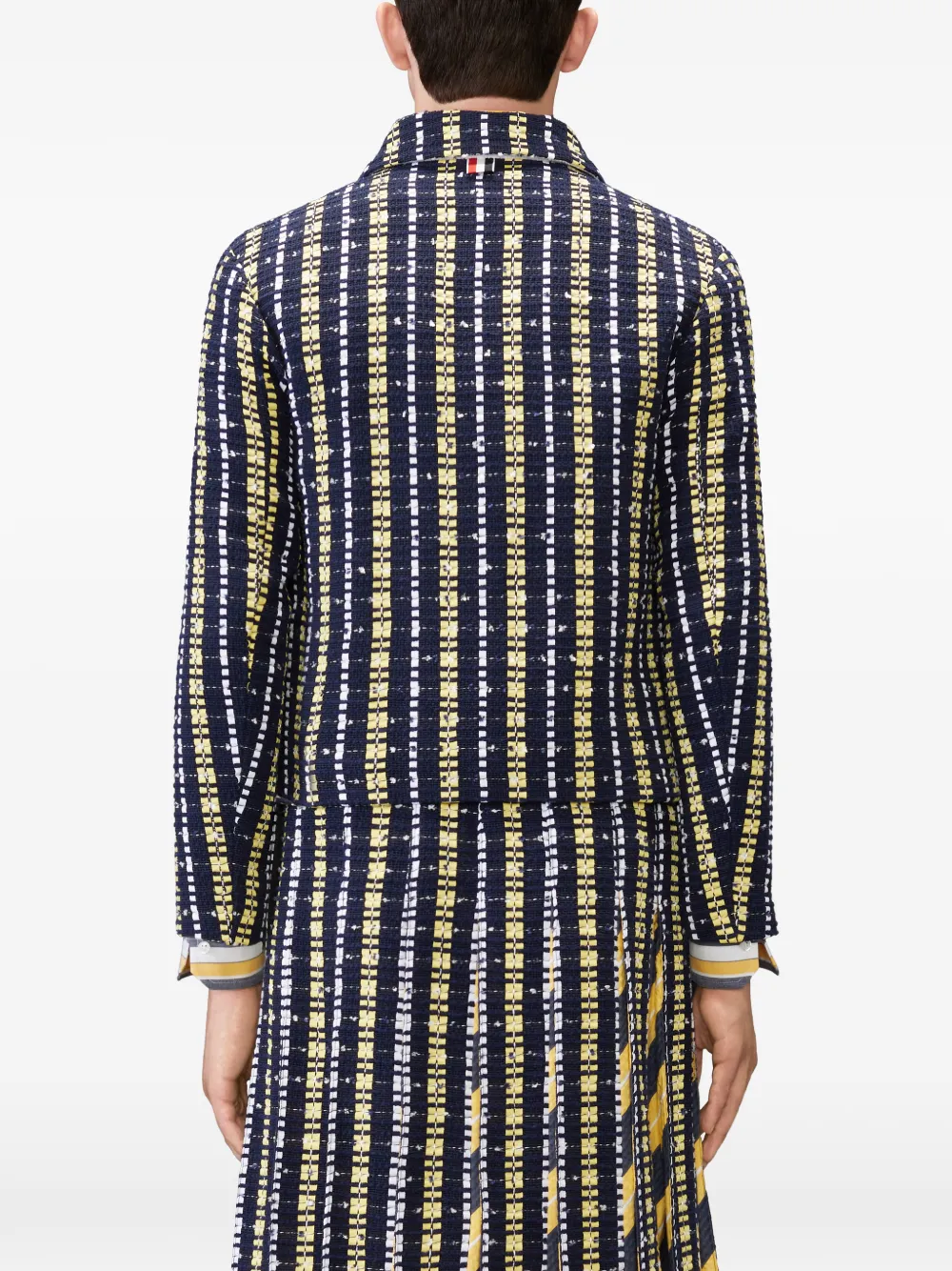 Thom Browne Repp gestreepte tweed jack Blauw