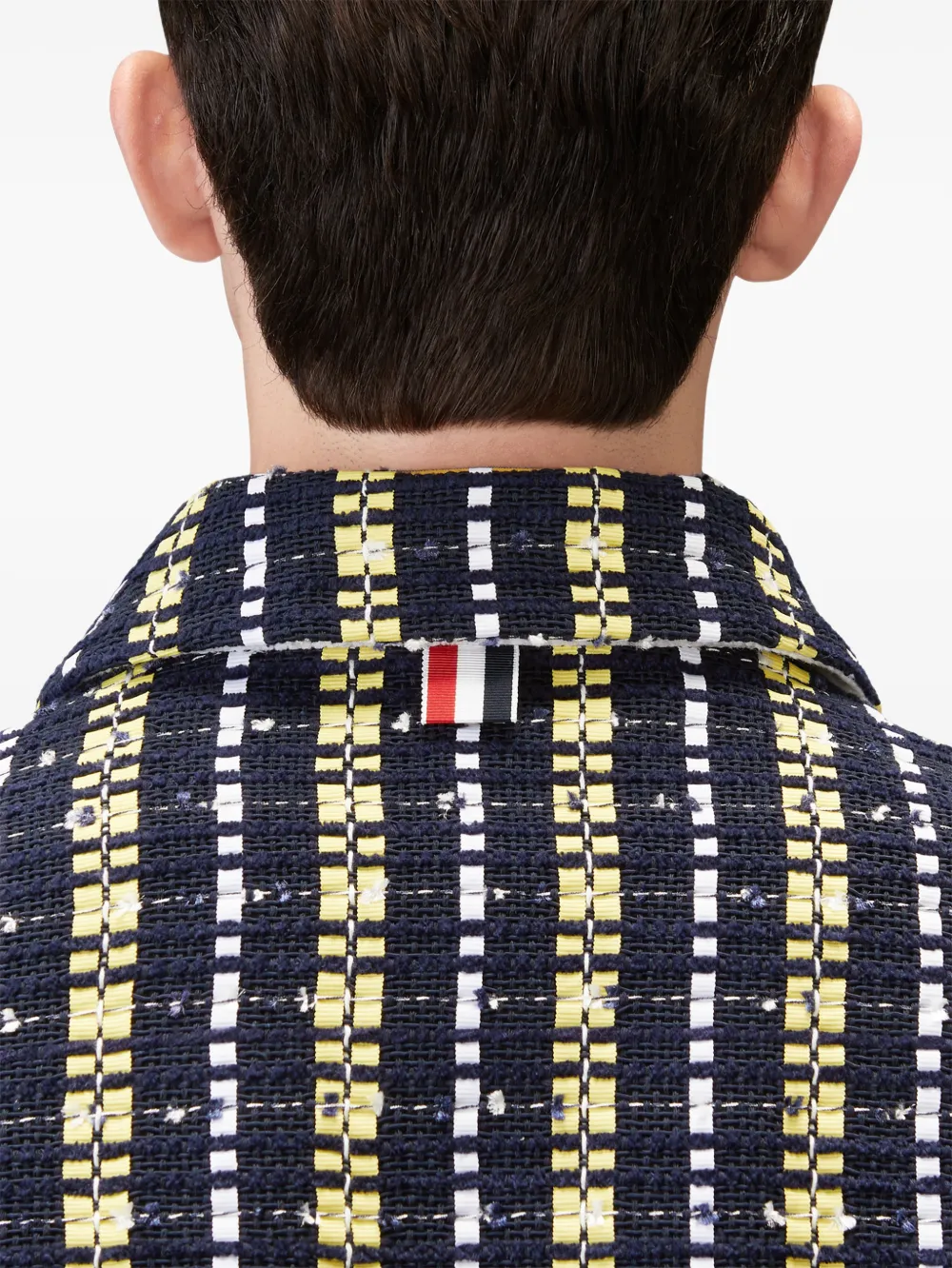 Thom Browne Repp gestreepte tweed jack Blauw