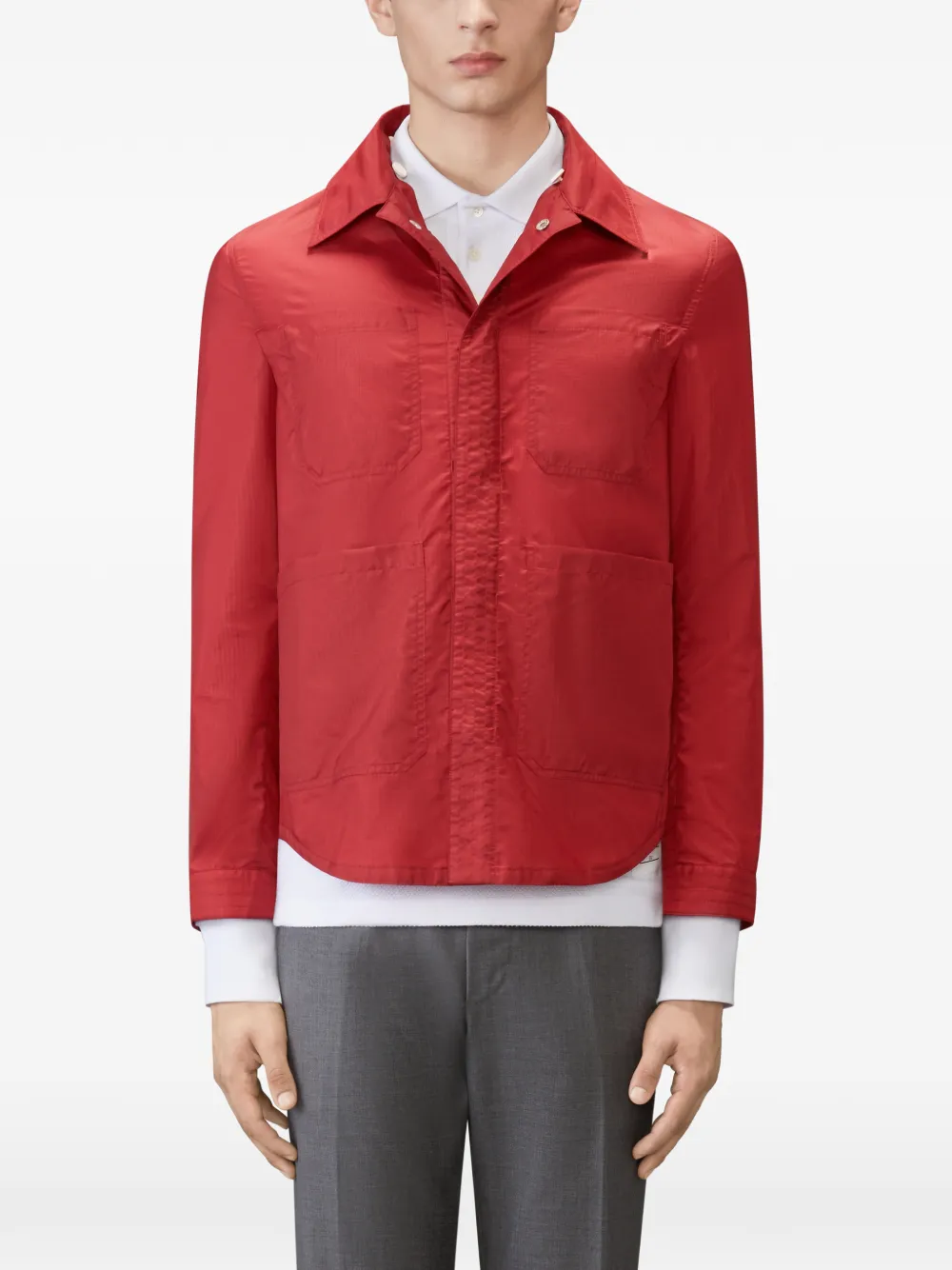 Thom Browne Ripstop jack met capuchon Rood