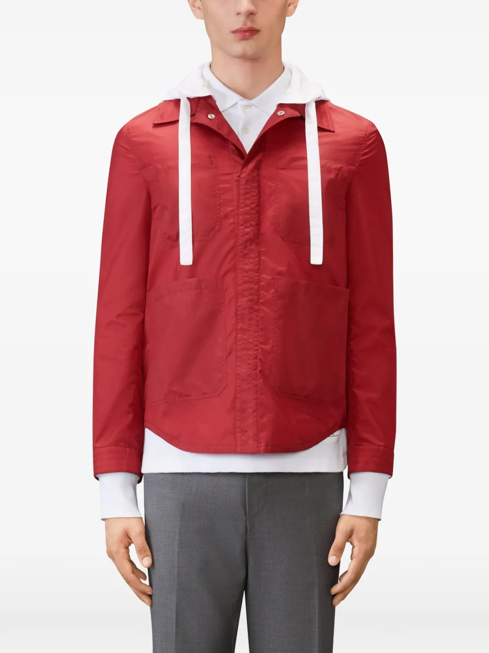 Thom Browne Ripstop jack met capuchon Rood
