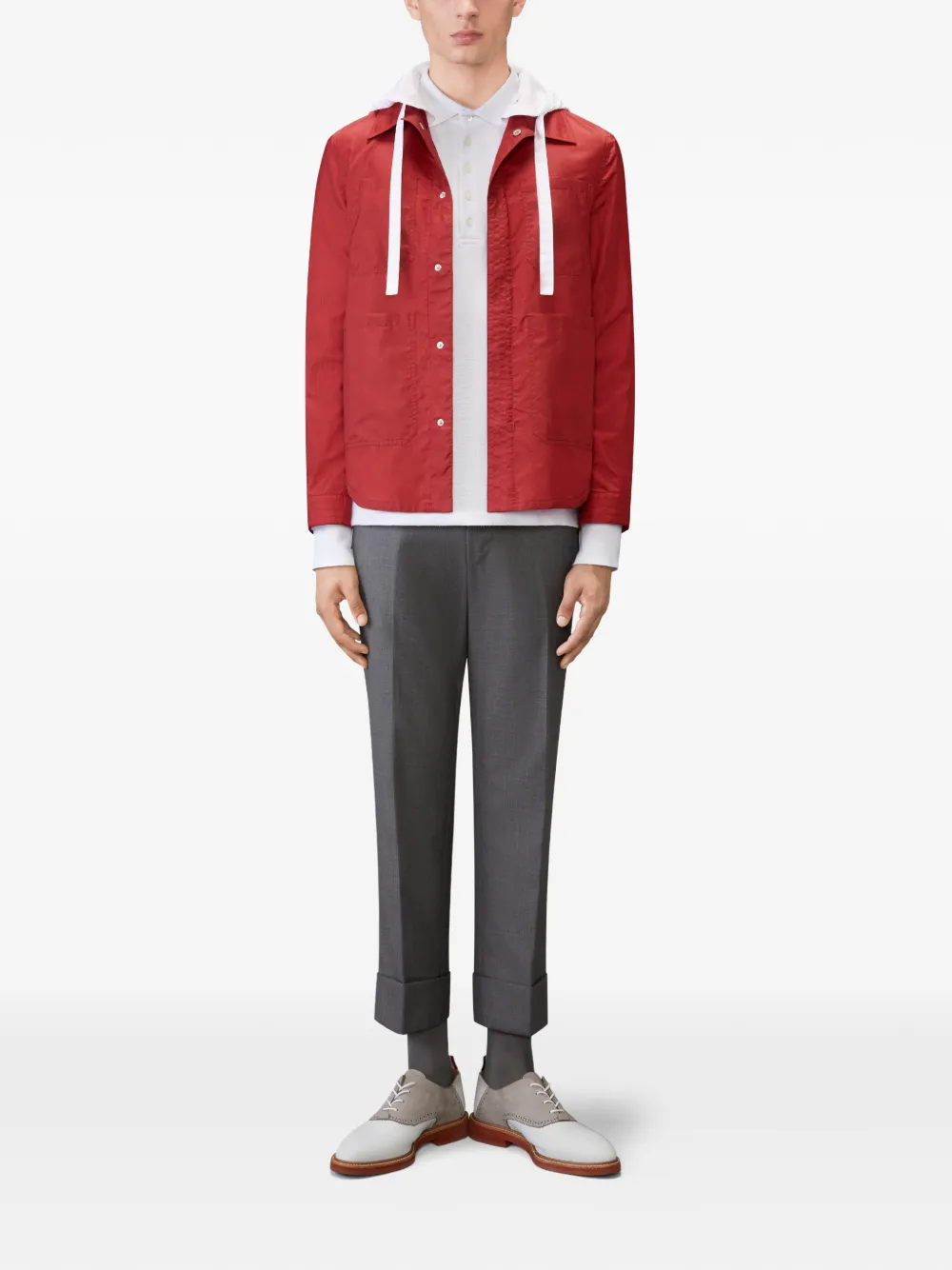 Thom Browne Ripstop jack met capuchon Rood