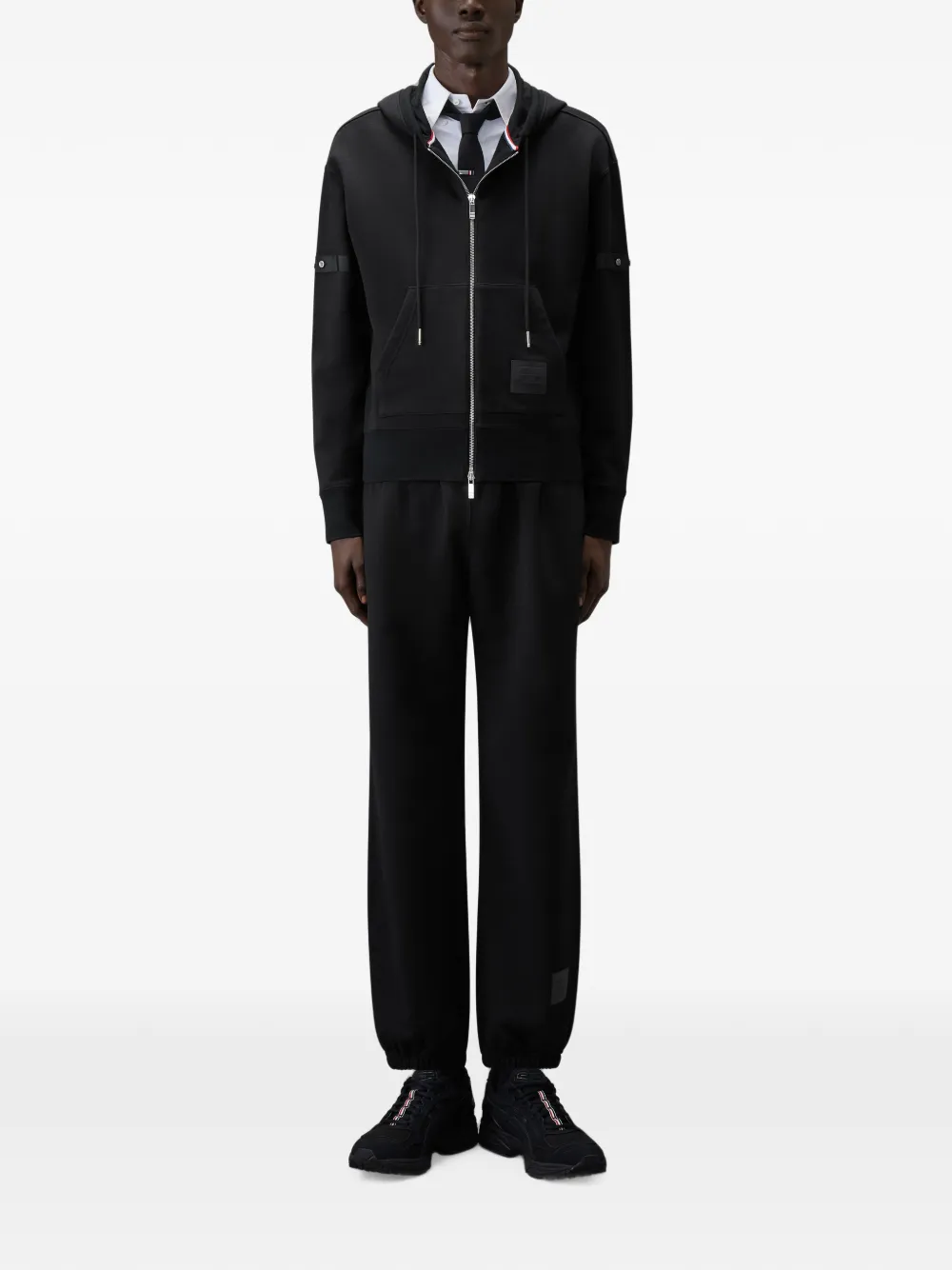 Thom Browne Loopback-jersey hoodie Zwart